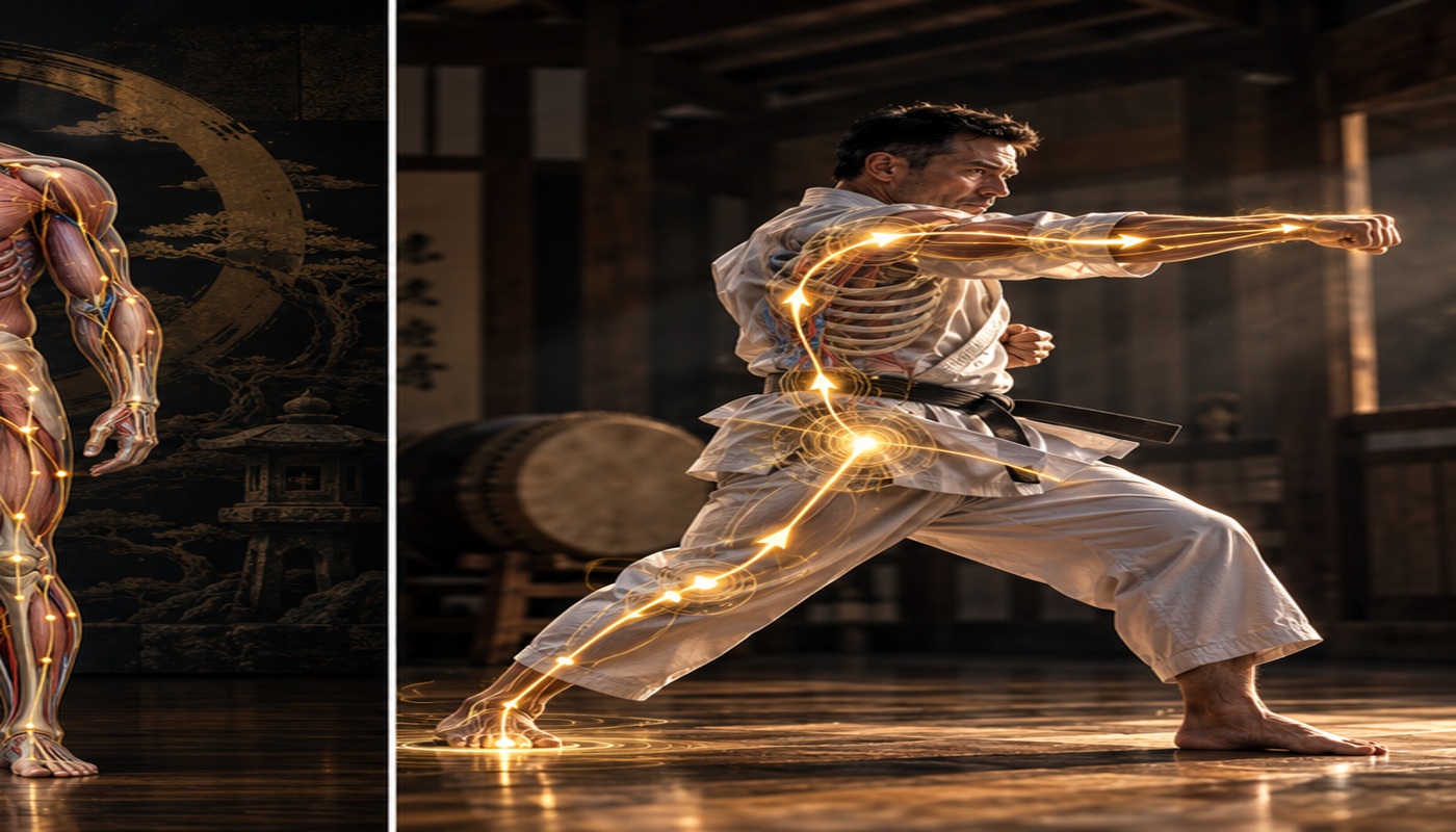 Kinetický reťazec karate techniky od zeme po ruku