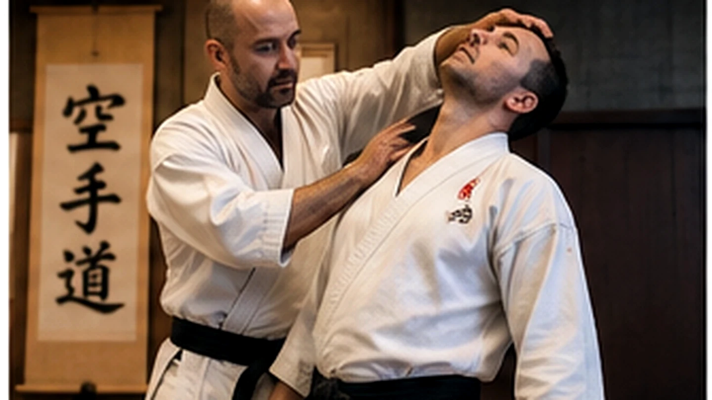 Kontrolovaný partnerský tréning Kyusho Jutsu v dojo