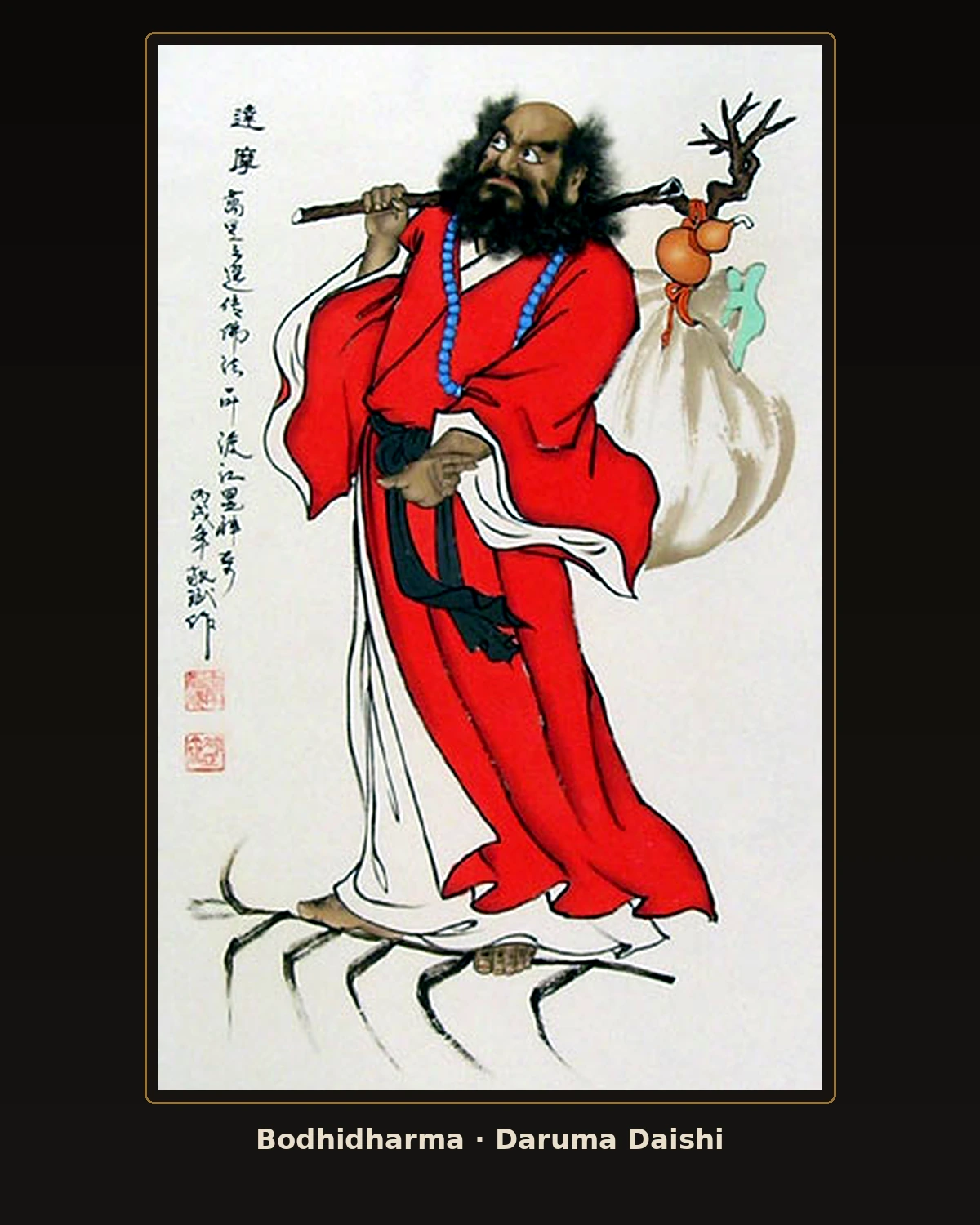 Bodhidharma – tradičné ikonografické stvárnenie v redakčnom štýle